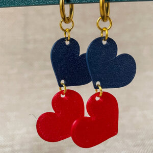 Creolen Hartjes Donkerblauw rood